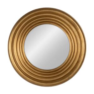 LOLAhome Espejo tallado de anillos de madera de pino dorado de Ø 65 cm
