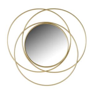 LOLAhome Espejo de anillas dorado de hierro de Ø 68cm