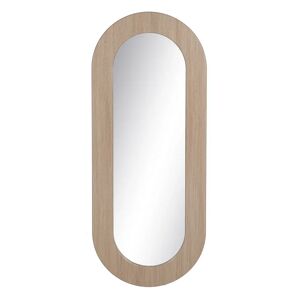 LOLAhome Espejo oval con moldura de madera natural y cristal de 65x160 cm