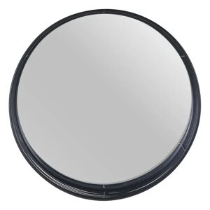 LOLAhome Espejo redondo con varillas negro de metal y cristal de Ø 60x15 cm