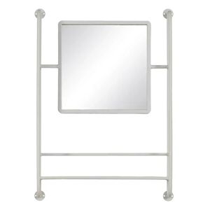 LOLAhome Espejo cuadrado con estante blanco de metal y cristal de 52x12x73 cm