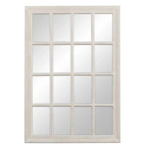 LOLAhome Espejo ventana blanco roto de madera de paulonia de 70x100 cm