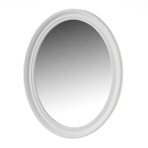 LOLAhome Espejo ovalado blanco de cristal y plástico de 56x70 cm