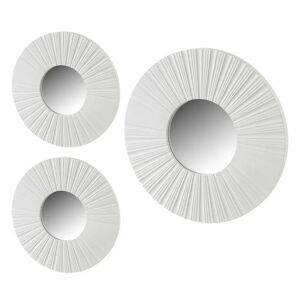 LOLAhome Set de 3 espejos sol blancos con moldura de plástico PP