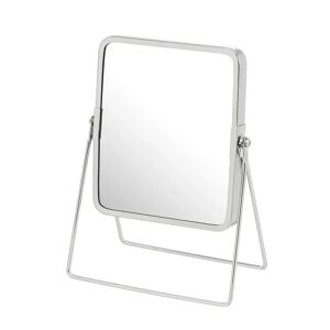 LOLAhome Espejo de tocador con 2 aumentos de metal plateado de 16x23 cm