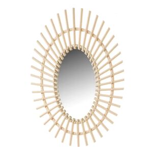 LOLAhome Espejo ovalado con varillas beige de plástico de 34x49 cm