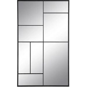 LOLAhome Espejo ventana geométrico negro de cristal con moldura de metal de 60x100 cm