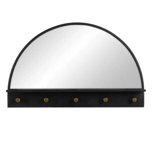 LOLAhome Espejo perchero con estante negro de metal de 69x11x43 cm