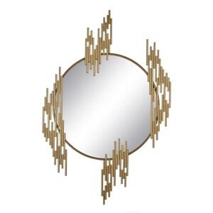 LOLAhome Espejo de diseño con varillas dorado de metal y cristal de 72x110 cm