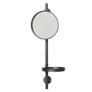 LOLAhome Espejo con estante negro de metal y cristal de 60x20x22 cm
