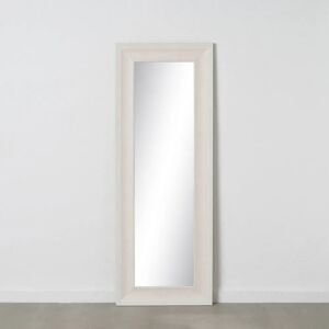 LOLAhome Espejo de moldura tallada de madera blanco y plateado de 60x161 cm