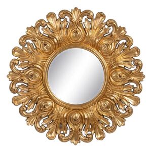 LOLAhome Espejo moldura de Flor de Lis de plástico dorado y cristal de Ø 108 cm