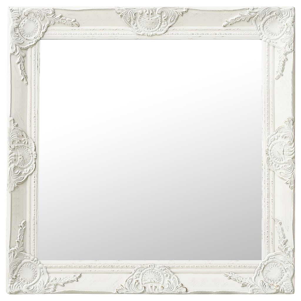 vidaXL Espejo de pared estilo barroco blanco 60x60 cm