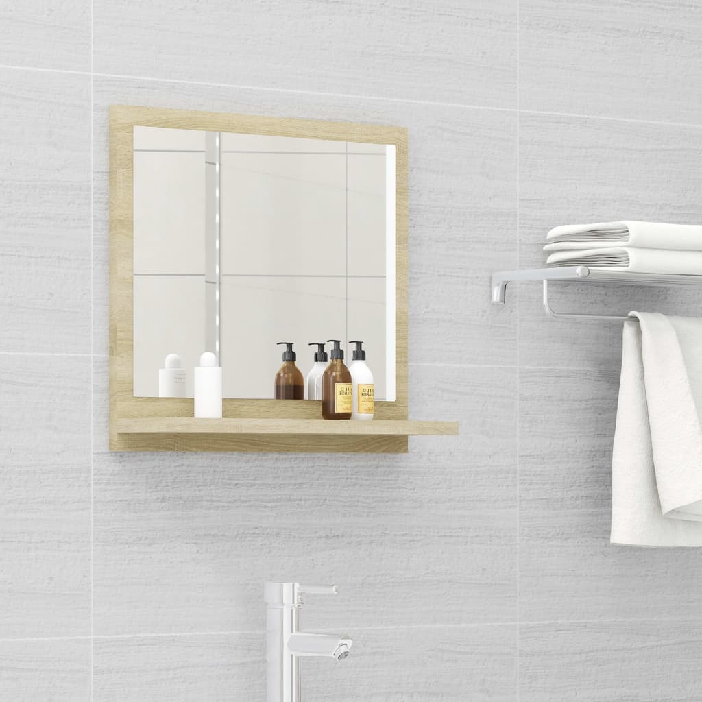 vidaXL Espejo de baño madera contrachapada color roble 40x10,5x37 cm