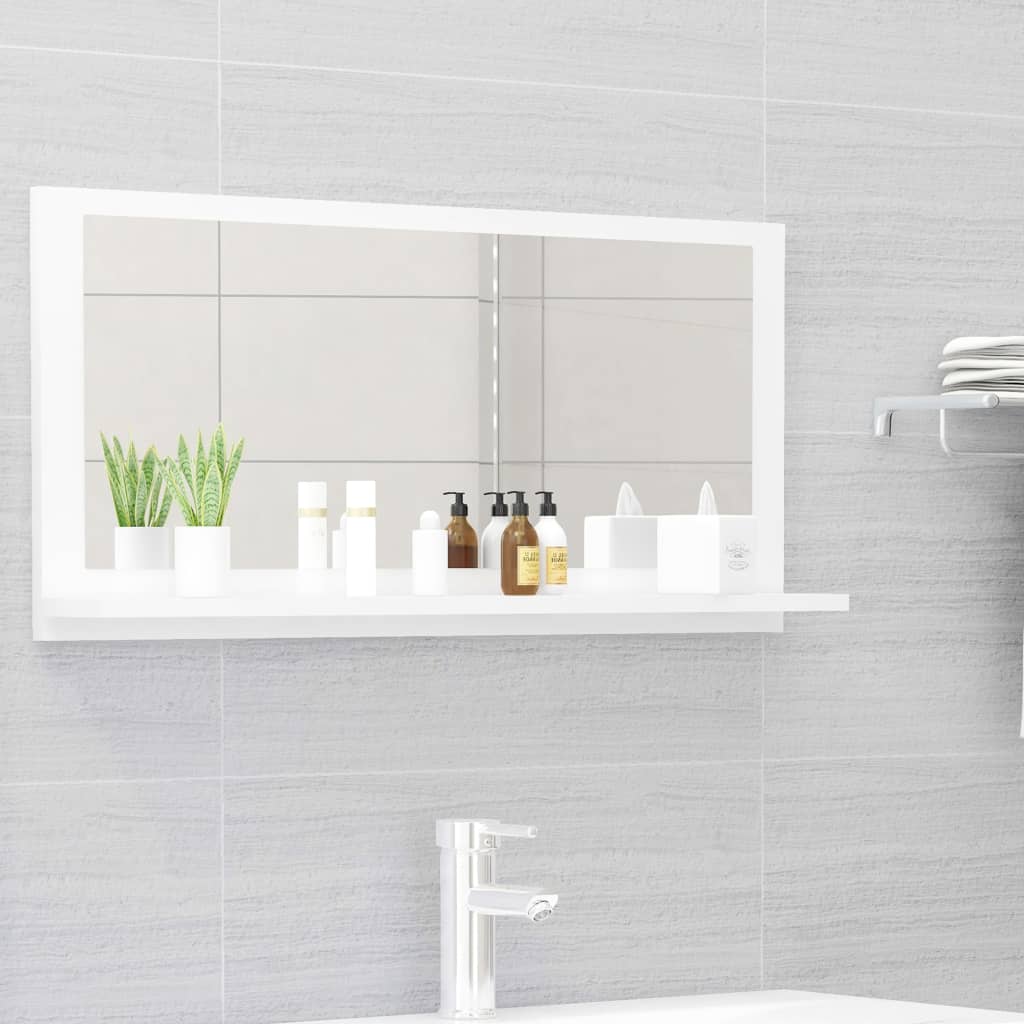 vidaXL Espejo de baño madera contrachapada blanco brillo 80x10,5x37 cm