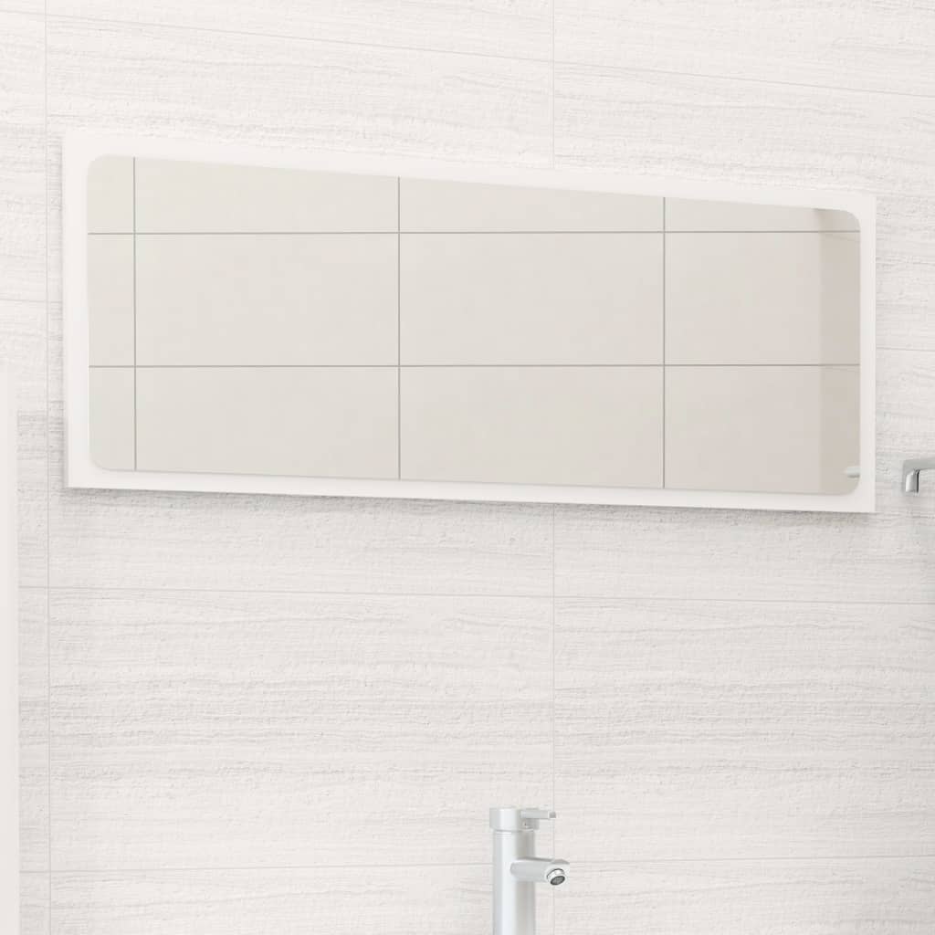 vidaXL Espejo de baño madera contrachapada blanco brillo 90x1,5x37 cm