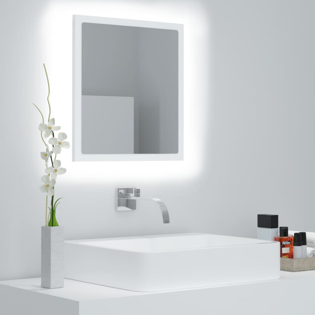 vidaXL Espejo de baño LED acrílico blanco 40x8,5x37 cm
