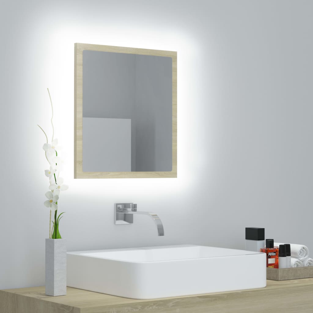 vidaXL Espejo de baño acrílico color roble Sonoma 40x8,5x37 cm