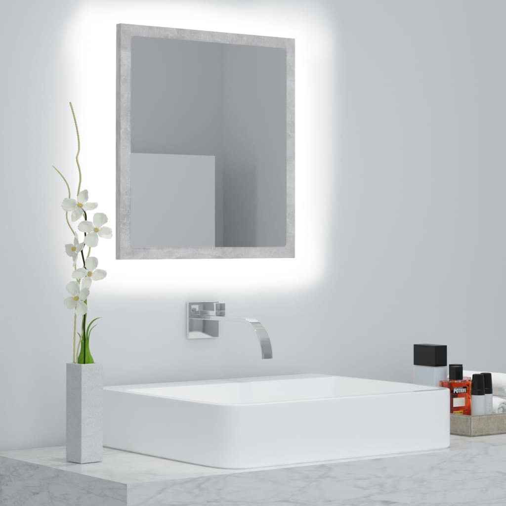 vidaXL Espejo de baño acrílico gris hormigón 40x8,5x37 cm