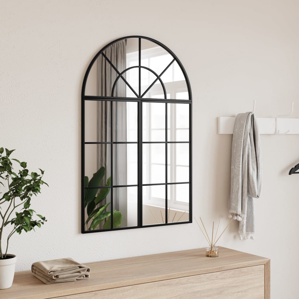 vidaXL Espejo de pared arco de hierro negro 60x90 cm