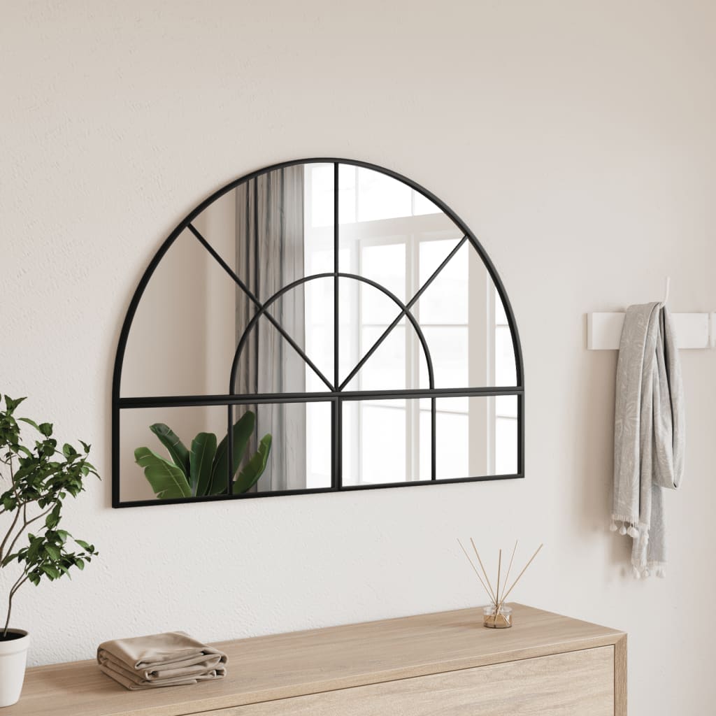 vidaXL Espejo de pared arco de hierro negro 100x70 cm