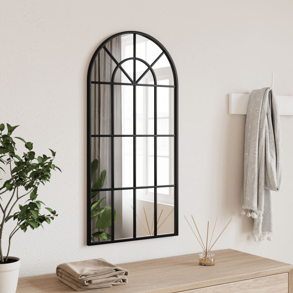 vidaXL Espejo de pared arco de hierro negro 40x80 cm