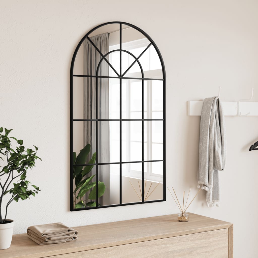 vidaXL Espejo de pared arco de hierro negro 60x100 cm