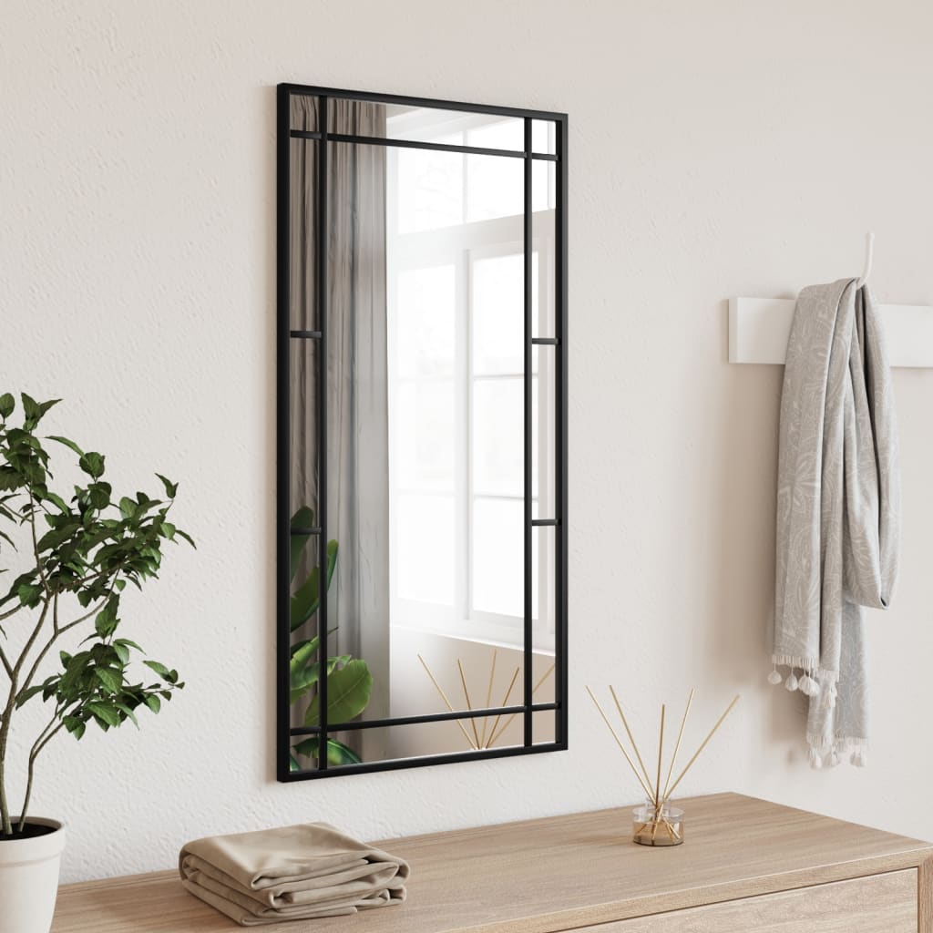 vidaXL Espejo de pared rectangular de hierro negro 40x80 cm