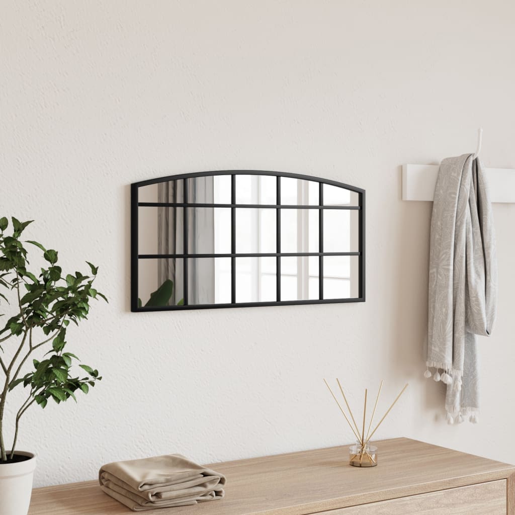 vidaXL Espejo de pared arco de hierro negro 60x30 cm