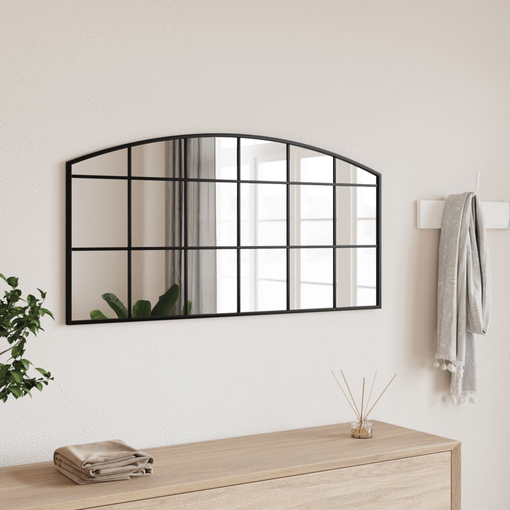 vidaXL Espejo de pared arco de hierro negro 100x50 cm