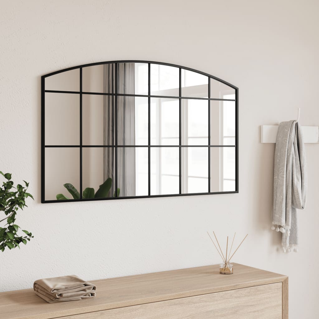 vidaXL Espejo de pared arco de hierro negro 100x60 cm