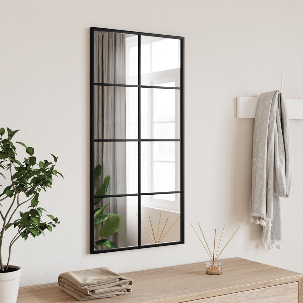 vidaXL Espejo de pared rectangular de hierro negro 40x80 cm