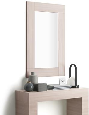 Mobili Fiver Espejo de pared rectangular, marco de color Olmo Claro, modelo Evolution