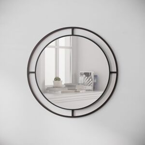 Toscohome Miroir rond de 57 cm avec double cadre métallique noir - Bubble