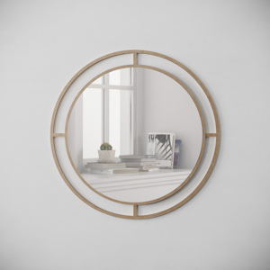 Toscohome Miroir rond de 57 cm avec double cadre en métal doré - Bubble