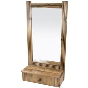 ABC MEUBLES Miroir mural 1 tiroir bois Sapin Vernis Miel antiquaire