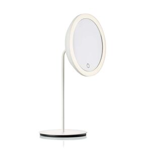 Zone Denmark - Miroir cosmetique avec grossissement 5x et eclairage LED, Ø 18 cm, blanc