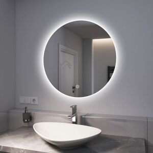 Emke - Miroir de salle de bain rond led avec rétro-éclairage sans cadre Interrupteur tactile - Diamètre 70cm Lumière Blanche Froide - Publicité