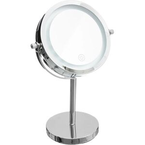 Miroir avec pied à led 19cm métal chromé - Argent - 5five - Publicité