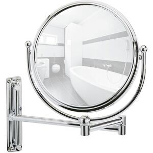 WENKO Miroir grossissant x5 Deluxe, Miroir maquillage mural, hauteur réglable, Ø 19 cm, acier, 23x28,5x33 cm, chromé - Chromé - Publicité