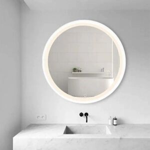Miroir LED Rond 32W 58cm avec Interrupteur Tactile Cadre Blanc pour Salle de Bain - SILAMP - Publicité