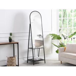 Vente-unique.com Miroir sur pied avec 2 etageres - Metal - L.46 x P. 41 x H. 172 cm - Noir - LIVIO