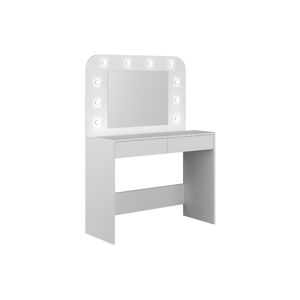 Vente-unique Coiffeuse JOSEPHINE - Miroir à LEDs et rangements - Blanc