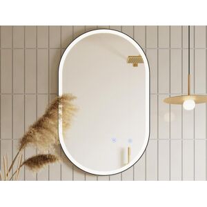 OZAIA Miroir de salle de bain lumineux ovale anti buée avec contour noir - 50 x 80 cm - ALARICO