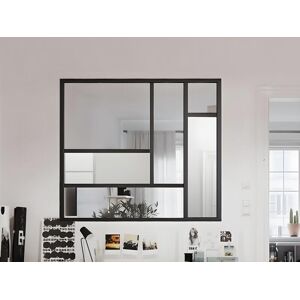 Vente-unique Verrière atelier design en aluminium thermolaqué avec miroirs 150x130 cm - Noir - ELEXIA