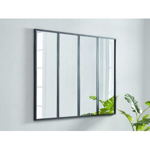 Vente-unique.com Miroir fenetre atelier style industriel en metal - L. 120 x H. 90 cm - Noir - DUDLEY