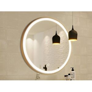 OZAIA Miroir de salle de bain lumineux rond doré avec Leds - D80 cm - NUMEA