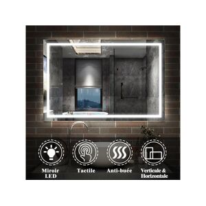 Miroir de Salle de Bain Anti-buee Miroir Lumineux LED Vertical ou Horizontal 15080cm Aica