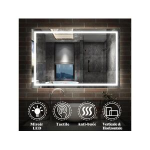 Miroir de Salle de Bain Anti-buée Miroir Lumineux LED Vertical ou Horizontal 120*80cm Aica