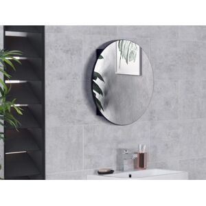 Vente-unique Armoire murale de salle de bain ovale avec miroir – Noir – RURI